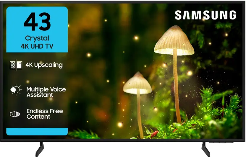 Samsung Crystal 4K Infinity Vision 108 cm (43 inch) Ultra HD (4K) LED Smart Tizen TV 2025 Edition with 4K Upscaling | HDR 10+ | Voice Assistance Remote Control | PurColor | Slim Look | Samsung Knox Security | 100+ Free Channels | Universal Gestures  (UA43UE84AFULXL)